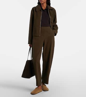 Chloe high-rise cotton canvas barrel-leg pants | Leset