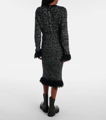 Fringed wool-blend pencil skirt | Moncler