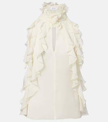 Ruffled cutout silk georgette top | McQueen
