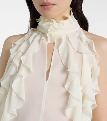Ruffled cutout silk georgette top | McQueen