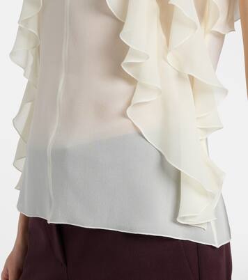 Ruffled cutout silk georgette top | McQueen