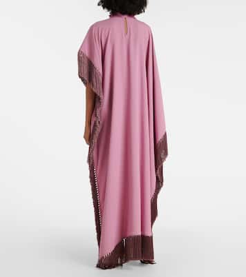 Asymmetric fringed satin kaftan | Taller Marmo