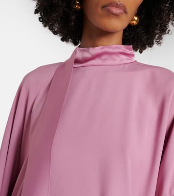 Asymmetric fringed satin kaftan | Taller Marmo