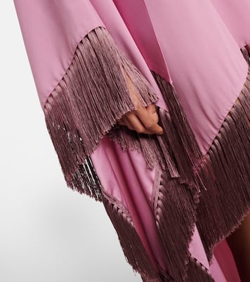 Asymmetric fringed satin kaftan | Taller Marmo