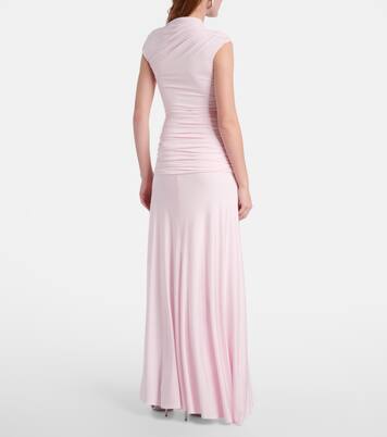 褶饰不对称针织加长连衣裙 | Self-Portrait