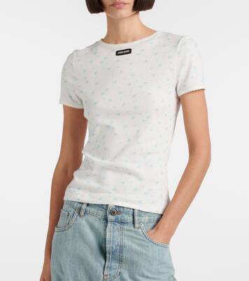 Floral cotton jersey T-shirt | Miu Miu