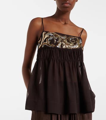 Sequined chiffon top | Xu Zhi