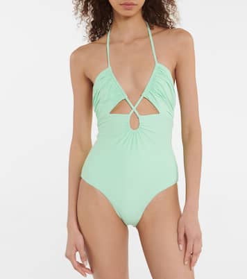 Cutout halterneck swimsuit | Self-Portrait