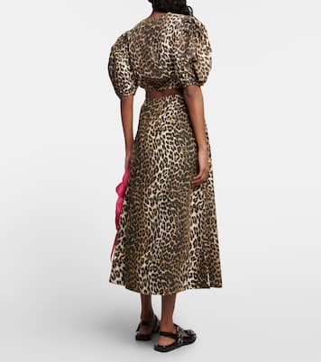 Leopard-printed cotton crop top | Ganni