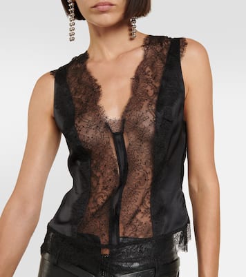 Top in raso di misto seta con pizzo | Tom Ford
