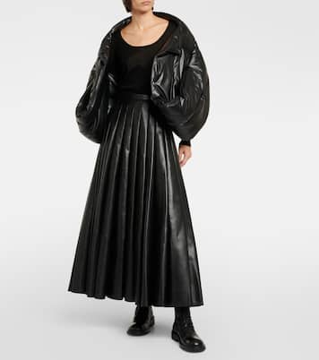 Pleated faux leather midi skirt | Junya Watanabe