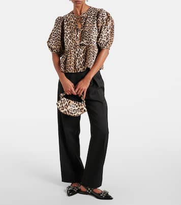 Blusa de popelín de algodón estampada | Ganni
