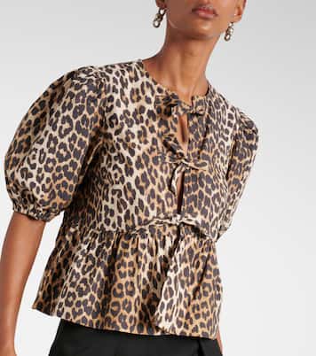 Blusa de popelín de algodón estampada | Ganni