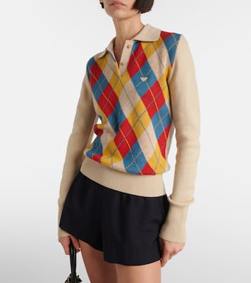 Argyle intarsia wool polo sweater | Prada