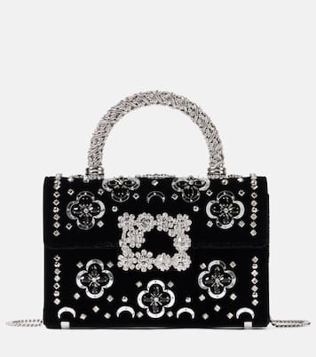 Jewel Efflorescence embellished velvet tote bag | Roger Vivier