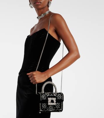 Jewel Efflorescence embellished velvet tote bag | Roger Vivier