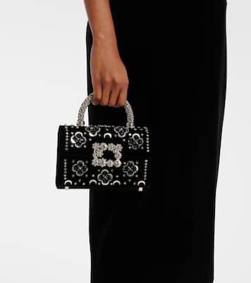 Jewel Efflorescence embellished velvet tote bag | Roger Vivier