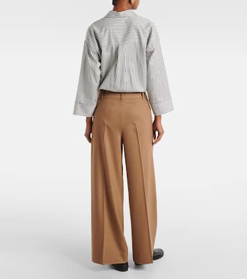 Carmen wool flannel wide-leg pants in brown - S Max Mara