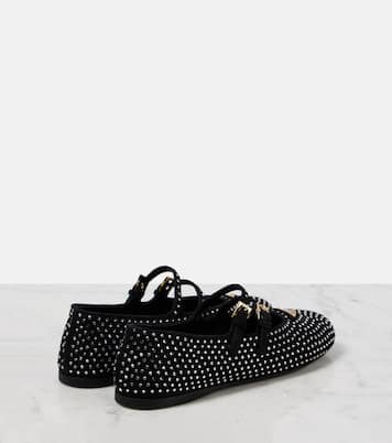Ballerinas aus Veloursleder mit Kristallen | Prada