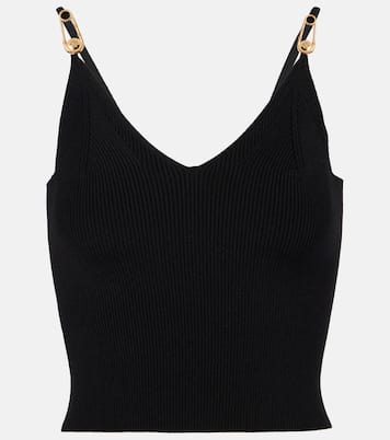 Top Safety Pin in maglia a coste | Versace