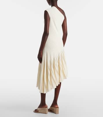 Abito midi asimmetrico in crêpe a righe | Alaïa