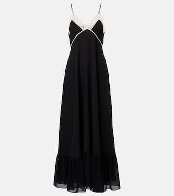 Lace-trimmed silk chiffon midi dress | Chloé