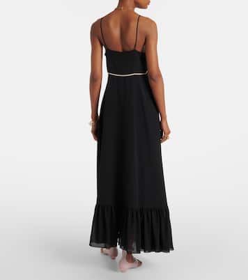 Lace-trimmed silk chiffon midi dress | Chloé
