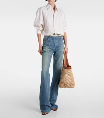 Cabas Y en raphia et cuir | Saint Laurent