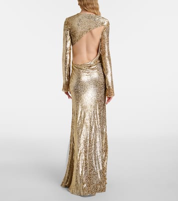 Fil Coupé open-back maxi dress | Self-Portrait