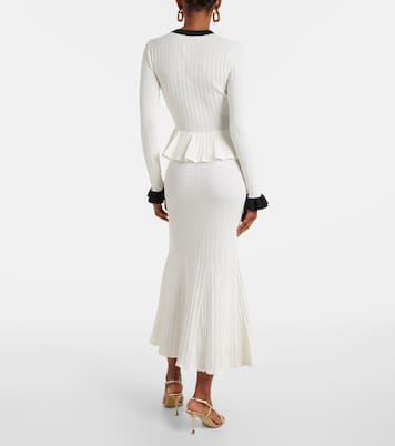 Pointelle peplum midi dress | Self-Portrait