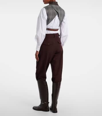 Belted checked virgin wool vest | Brunello Cucinelli