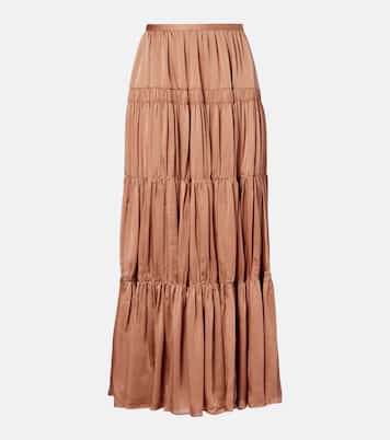 Gaelle tiered silk satin maxi skirt | Ulla Johnson