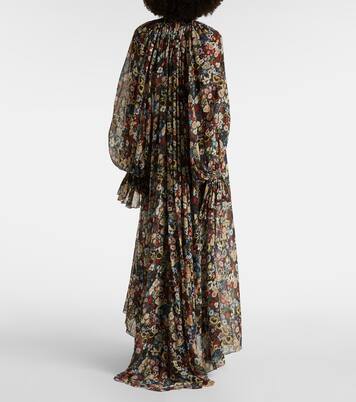 Abito lungo Edgar in tulle di seta con stampa floreale | Khaite
