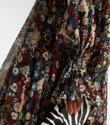 Abito lungo Edgar in tulle di seta con stampa floreale | Khaite