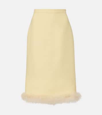 Crepe Couture feather-trimmed pencil skirt | Valentino