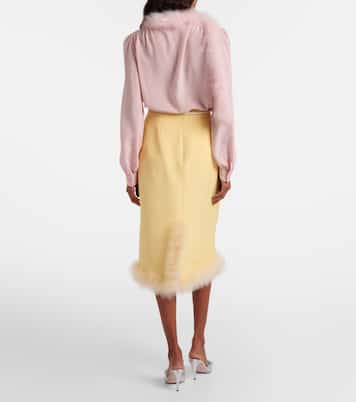 Crepe Couture feather-trimmed pencil skirt | Valentino
