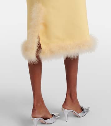 Crepe Couture feather-trimmed pencil skirt | Valentino