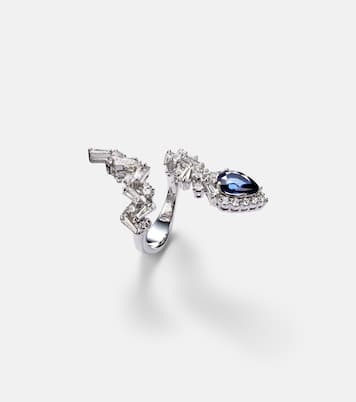 Reign Supreme 18kt white gold ring with diamonds and sapphire | Yeprem