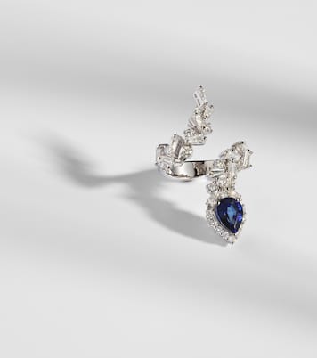 Reign Supreme 18kt white gold ring with diamonds and sapphire | Yeprem