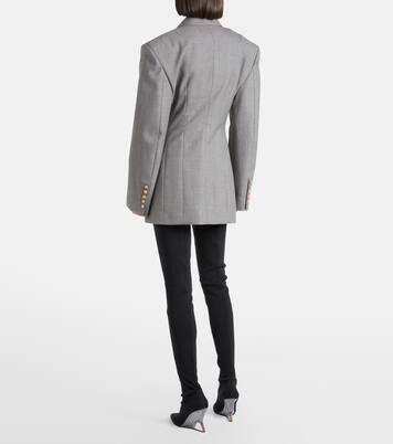 فستان درابيه بستايل جاكيت بليزر من الصوف الخام | Balmain