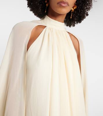 Feather-trimmed silk gown | Taller Marmo