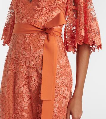 Robe longue brodée en dentelle et tulle | Elie Saab