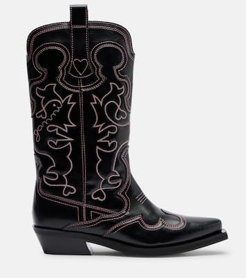 Mid Shaft embroidered cowboy boots | Ganni