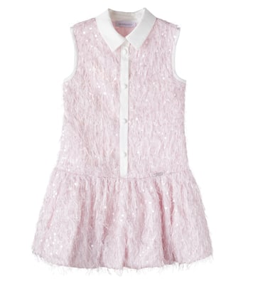 Fringed sequined shirt dress | Monnalisa