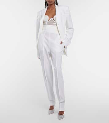 Bridal slim wool-blend pants | Nensi Dojaka