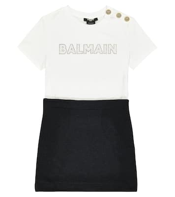 Abito in jersey di cotone con logo | Balmain Kids