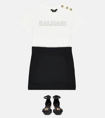 Abito in jersey di cotone con logo | Balmain Kids