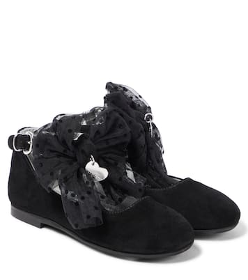 Ballerine in suede con fiocco | Monnalisa