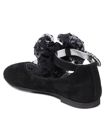 Ballerine in suede con fiocco | Monnalisa