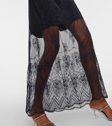 Abito lungo in pizzo e raso con cut-out | Rabanne